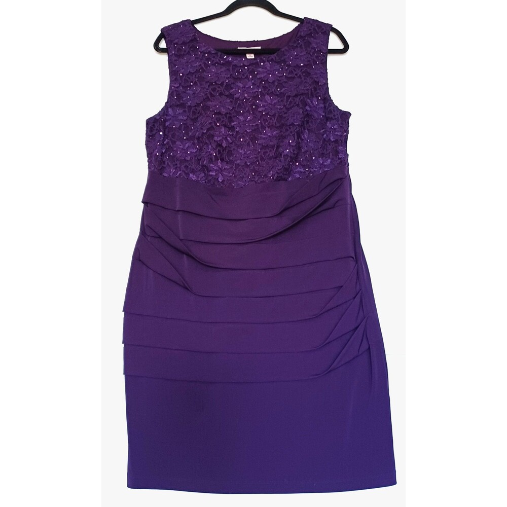 DB Established 1962 Women’s Size 14 Sheath Dress Purple Lace Mesh Tiered
